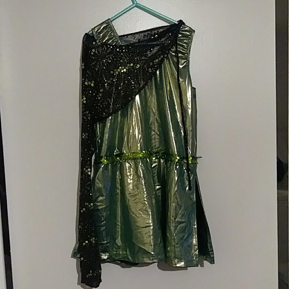 Teen costume, black sleeve, and hair piece